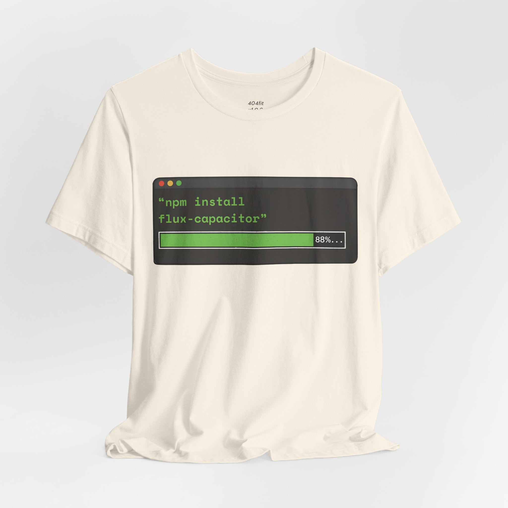 "npm install flux-compacitor" Developer Code Humor Tee